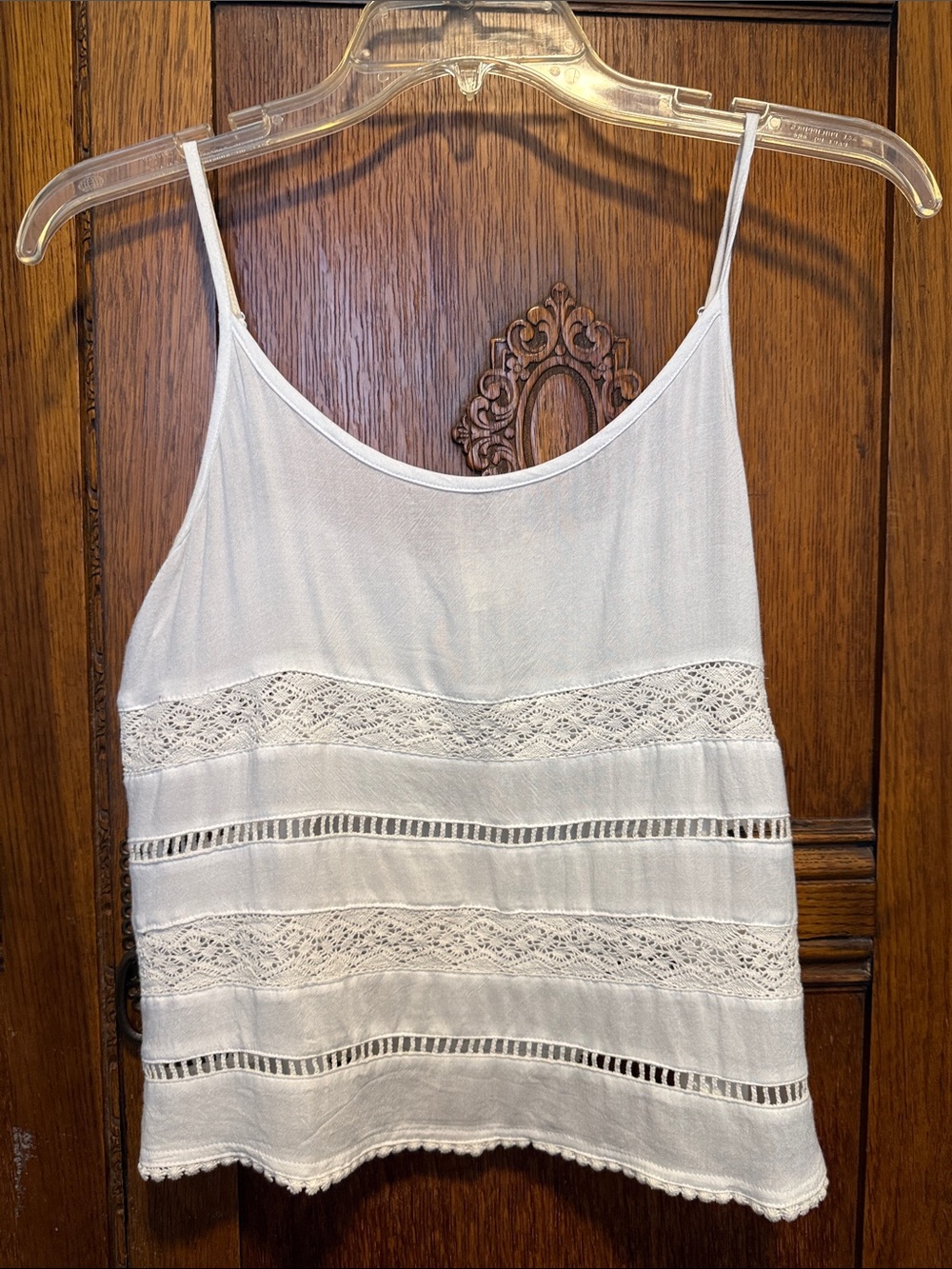 Women’s White Crochet-Trim Camisole Tank Top